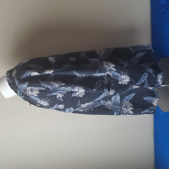 Bermuda Bay Blue Silk Men's XL Floral Short Sleeve Pocket Shirt - Picture 7 of 14